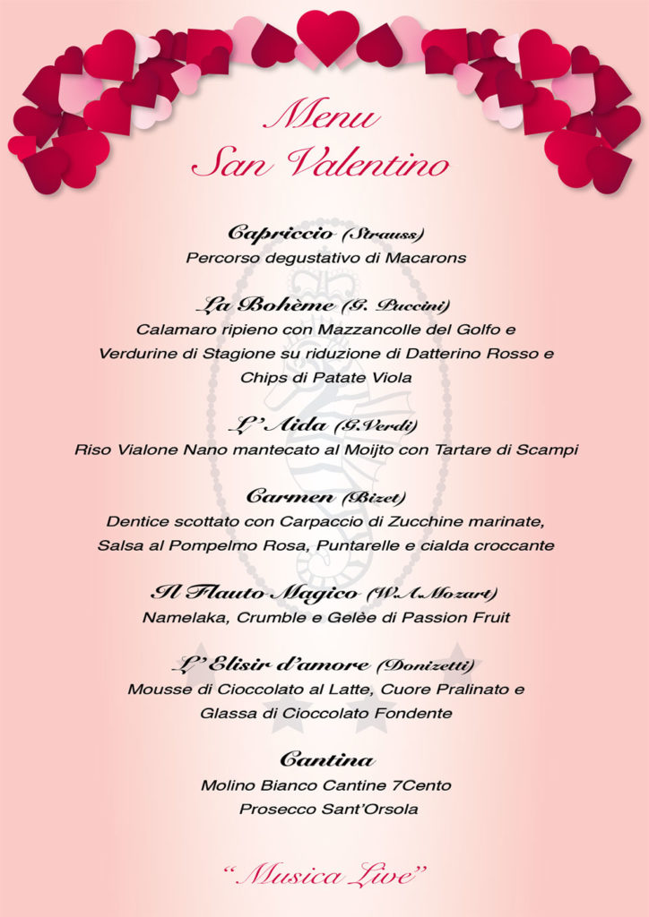Menu della Cena di San Valentino